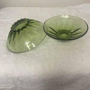 Vintage Green Glass Star Candy Bowls